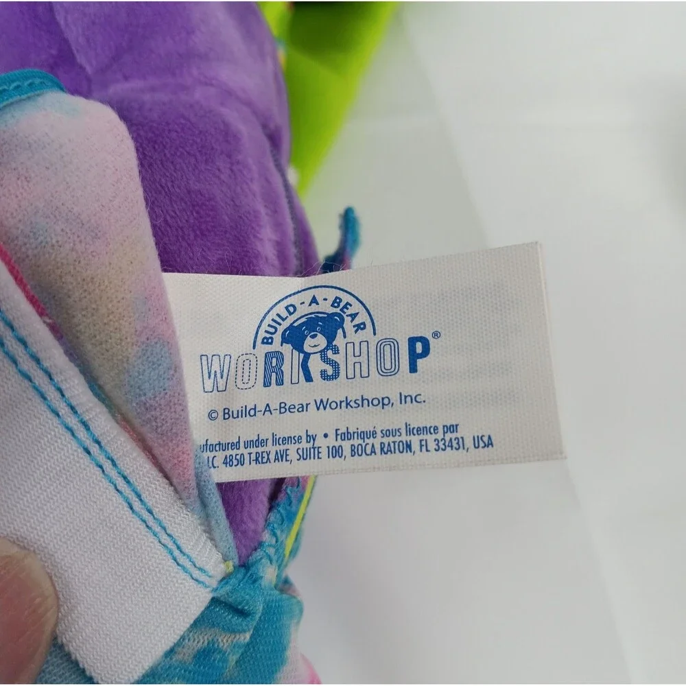 Build a Bear Mini Purple Silver Bear Stuffed Unicorn Float Green Fleece Blanket
